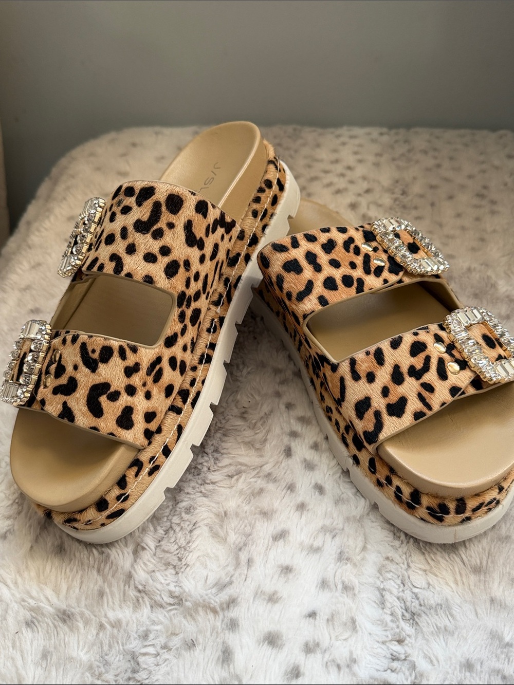 J/Slides NYC "Rice" Slip-On Embellished Buckle